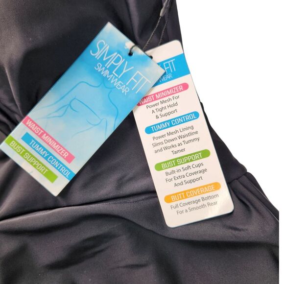 Simply Fit One Piece Empire Swim Dress Tummy Control Size XL Swimsuit New w/ Tag - Picture 6 of 7